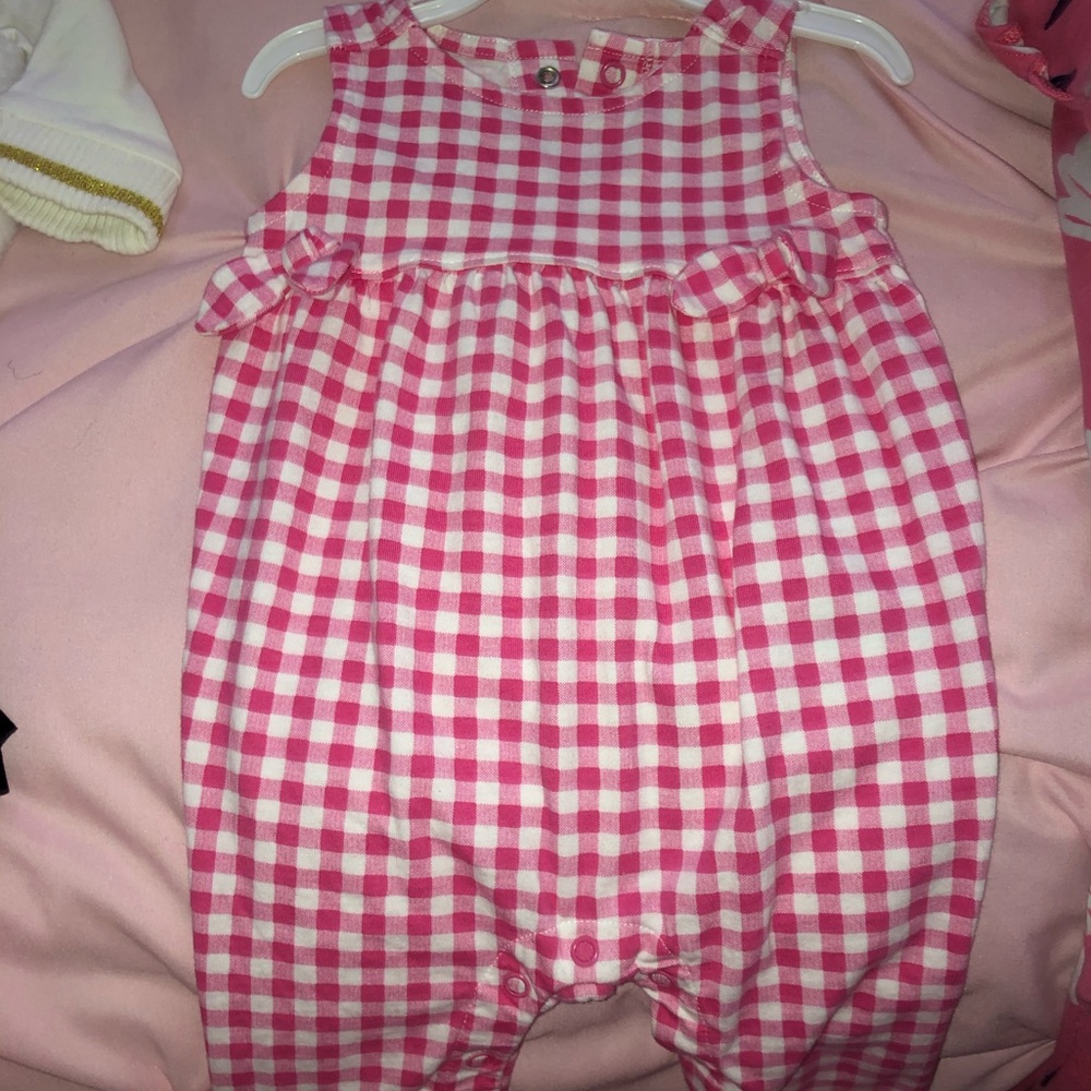 Carters 6M Pink Plaid Overalls